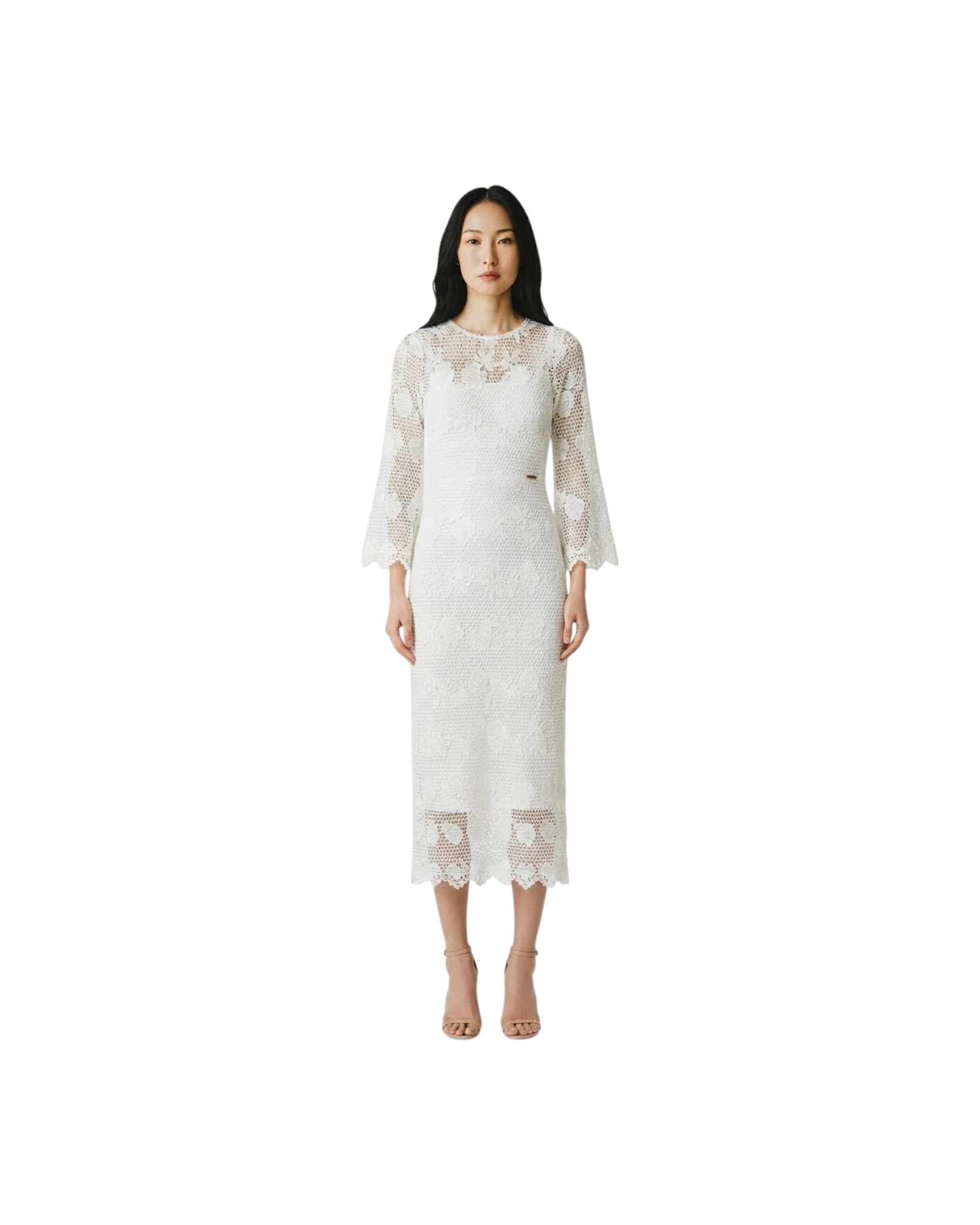MELISSA ODABASH WOMEN'S LONG DRESS-WHITE MODEL
