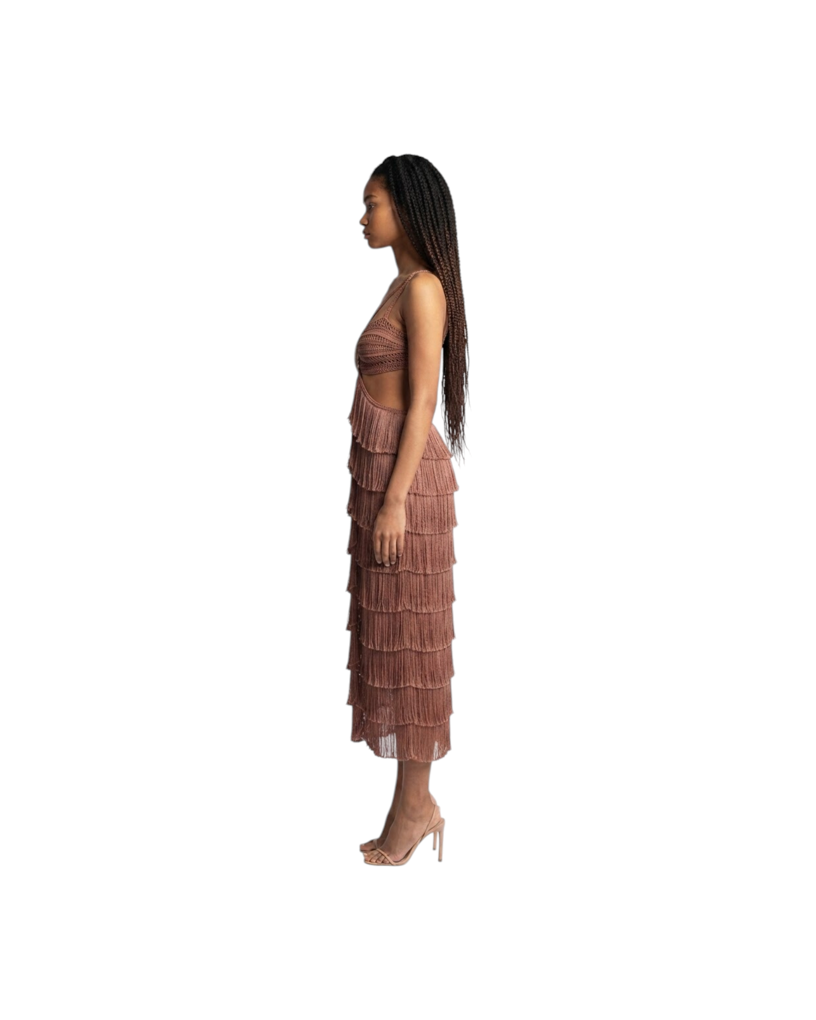 PATBO Amethyst fringe midi dress MODEL