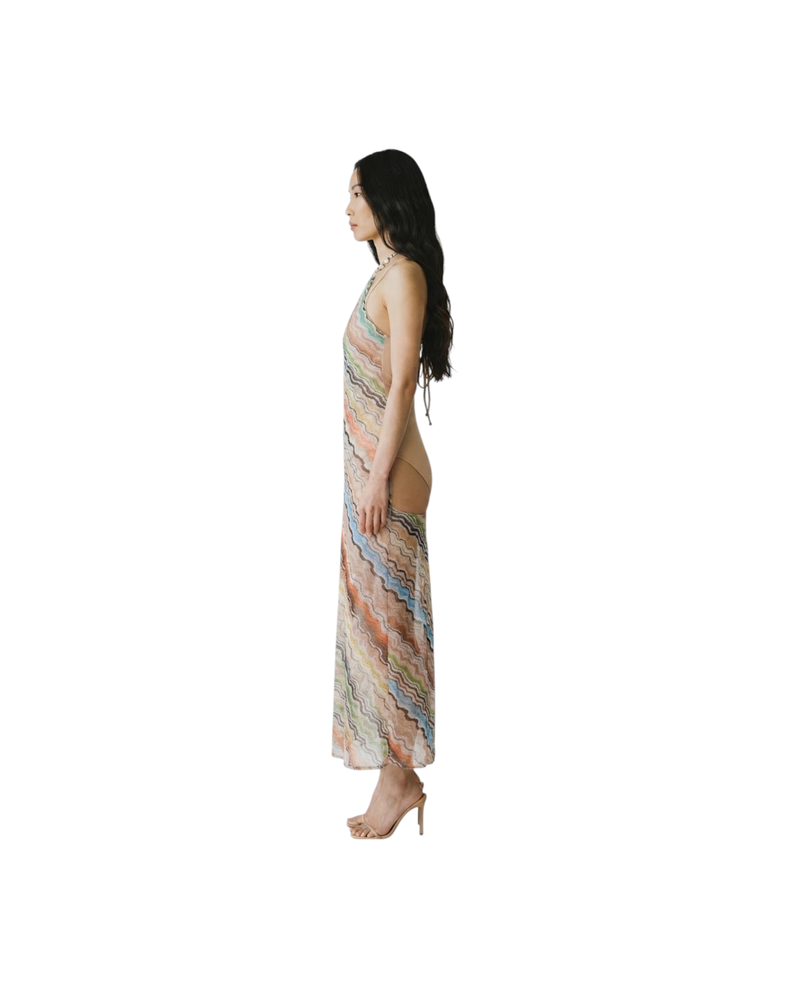 MISSONI LONG COVER UP-VISCOSE BLEND MULTICOLOR CHEVRON RASCHEL MODEL