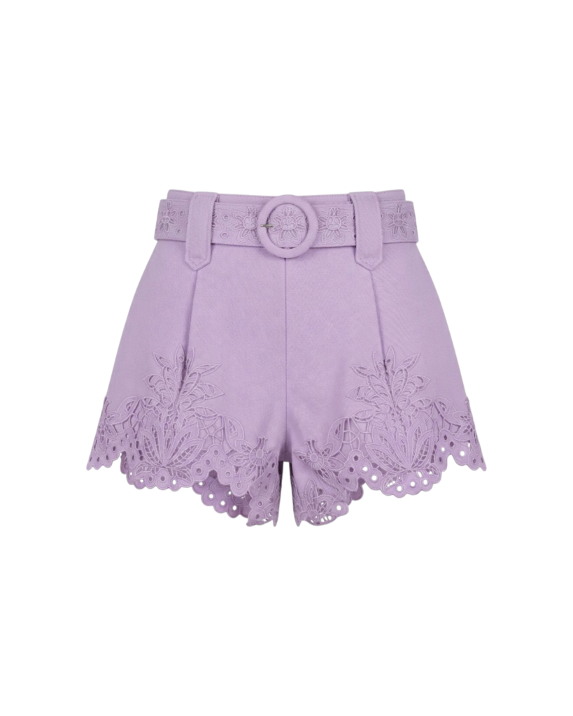 FARM RIO GEOMETRIC RICHELIEU TWILL MIDI SHORT-PURPLE