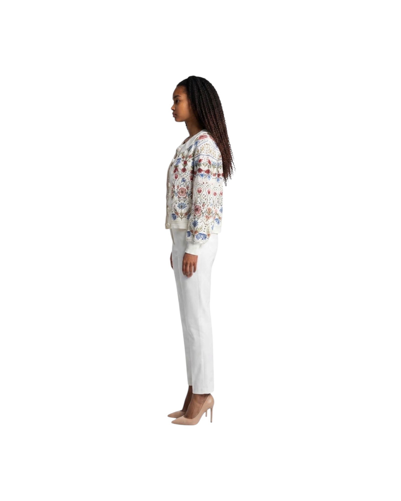 FARM RIO STITCHED GARDEN AINIKA KNIT CARDIGAN-STITCHED GARDEN OFF-WHITE MODEL