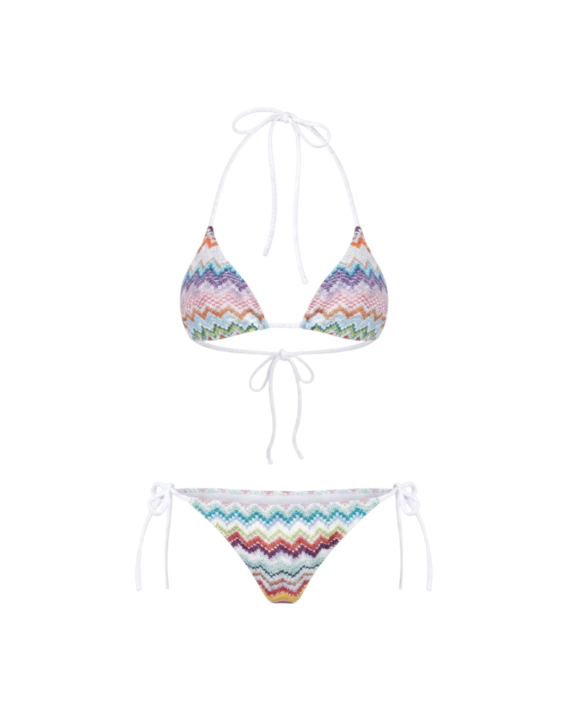 MISSONI BIKINI-VISCOSE BLEND MULTICOLOR CHEVRON RASCHEL