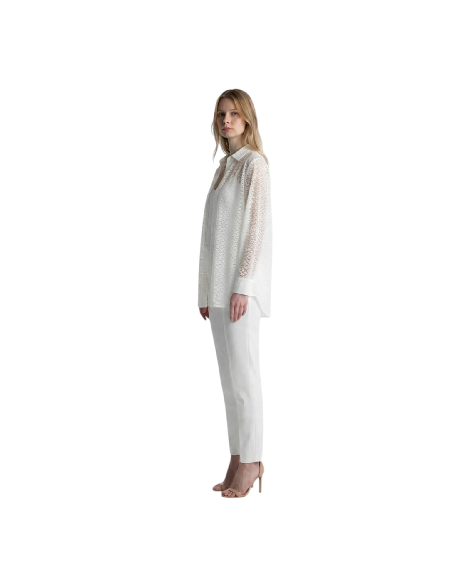 MELISSA ODABASH DARIA CR-WOMEN'S SHIRT-WHITE MODEL
