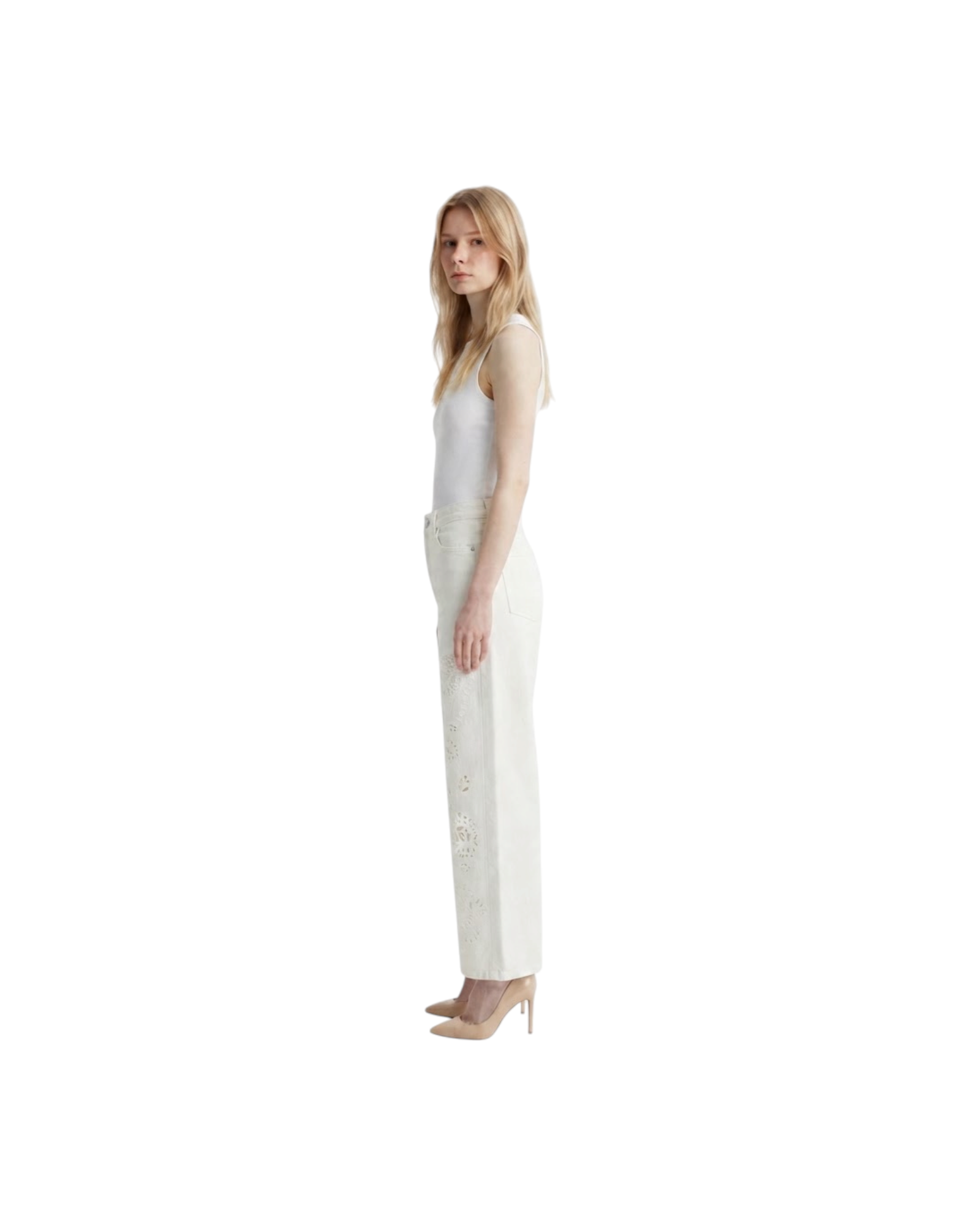 FARM RIO RICHELIEU WHITE PANTS-WHITE MODEL