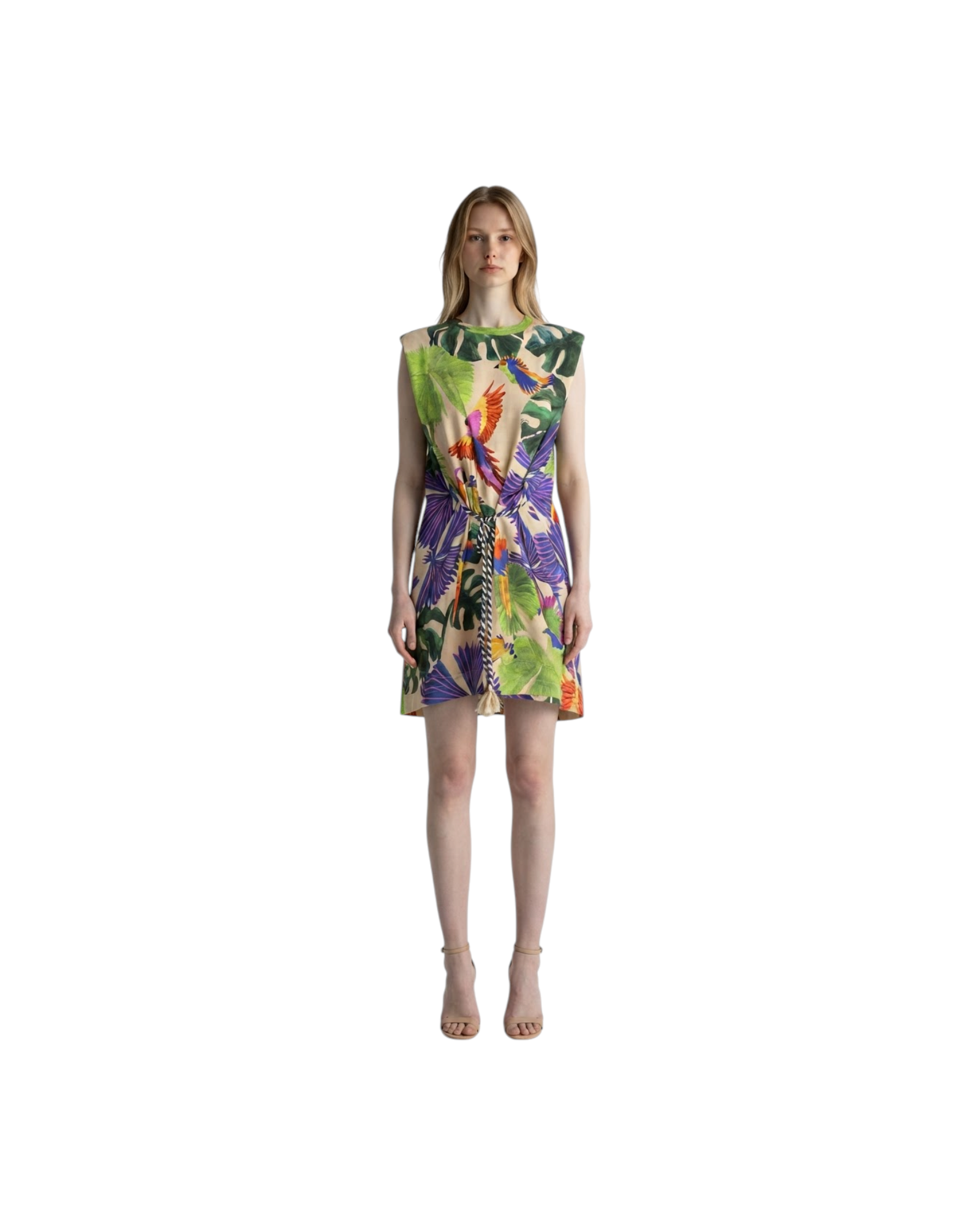 FARM RIO MACAN JUNGLE SAND MIDI SHIRT MODEL