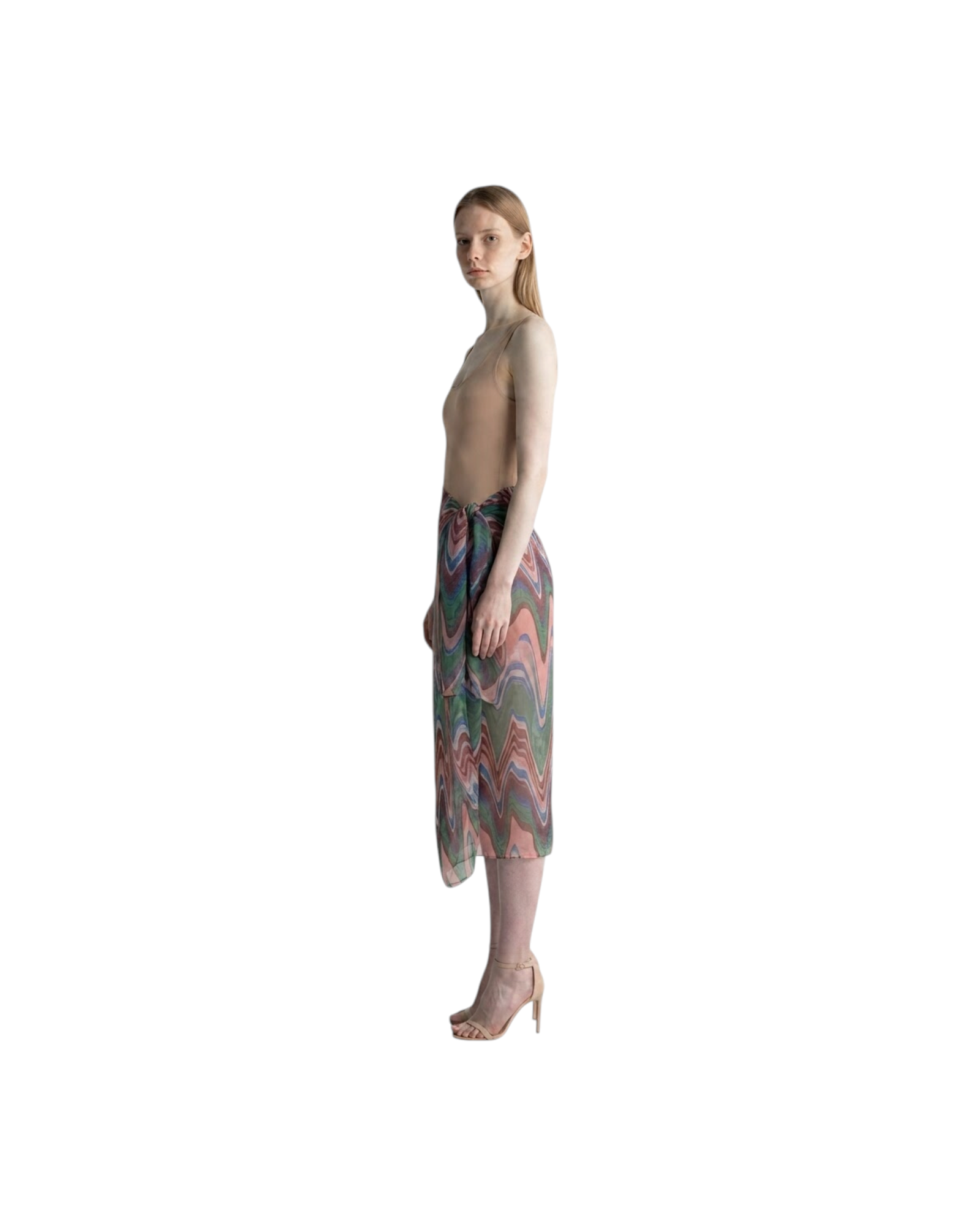 PATBO WAVE PRINTED TULLE SARONG MODEL