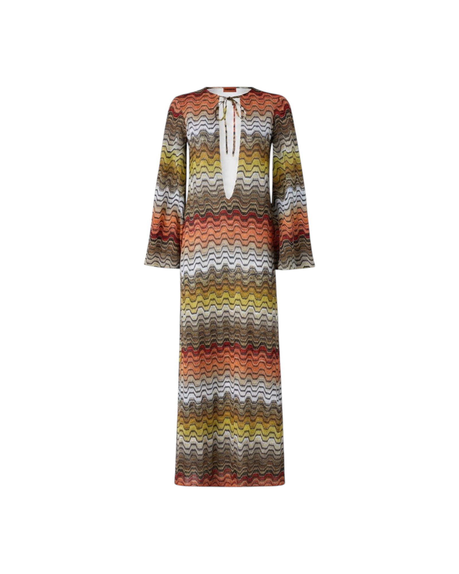 MISSONI LONG COVER UP-VISCOSE-LUREX BLEND MULTICOLOR CHEVRON RASCHEL CATALOGUE
