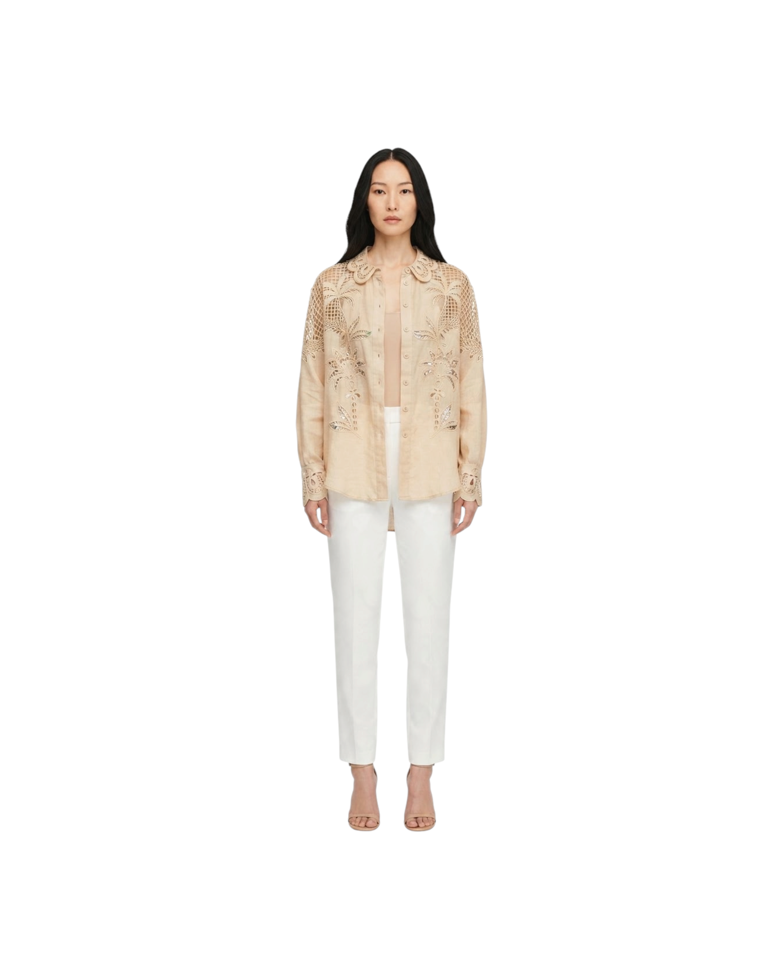 FARM RIO KHAKI PALMS RICHELIEN SHIRT MODEL
