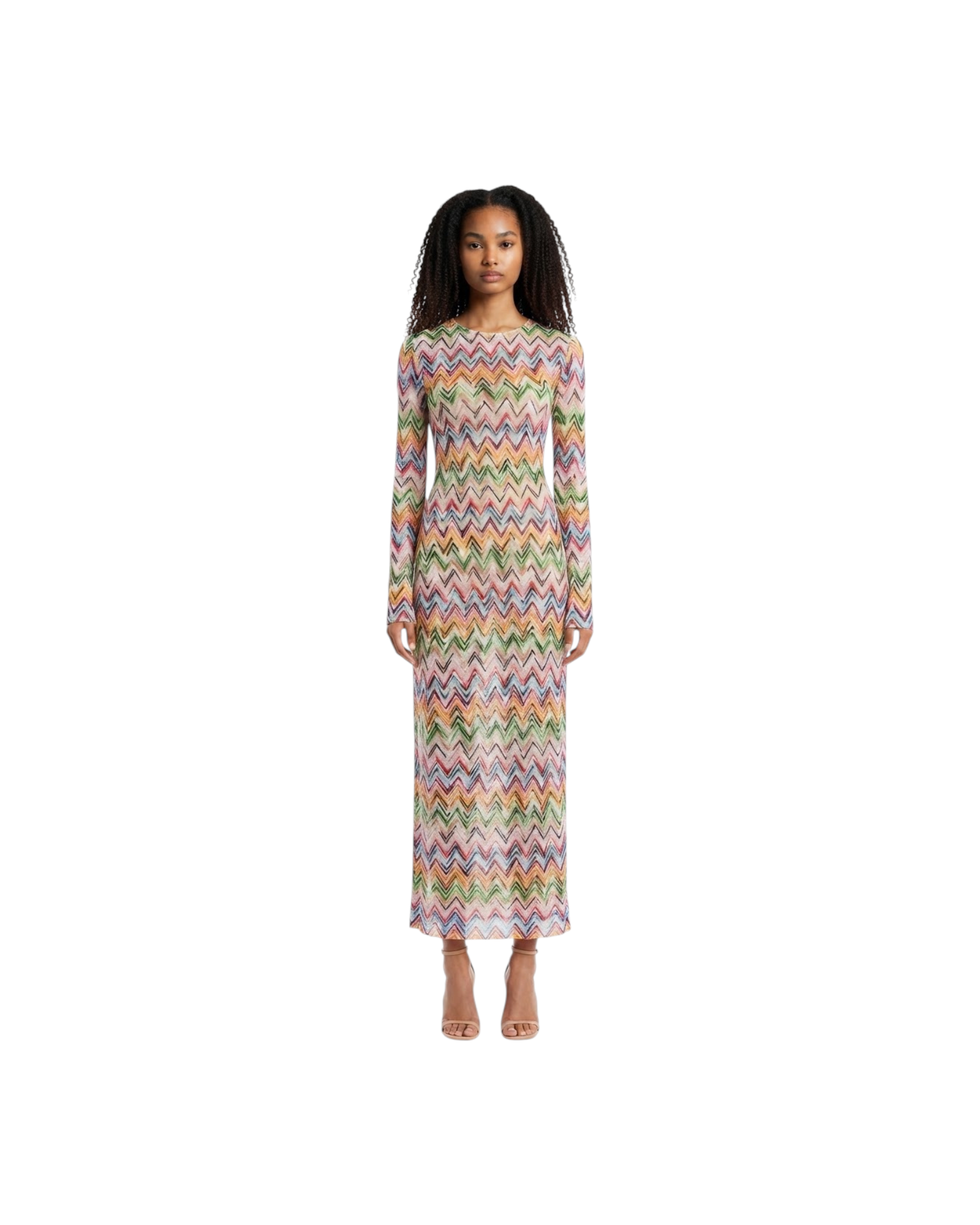 MISSONI LONG COVER UP-MULTICOLOR LACE-LOOK CHEVRON JERSEY MODEL