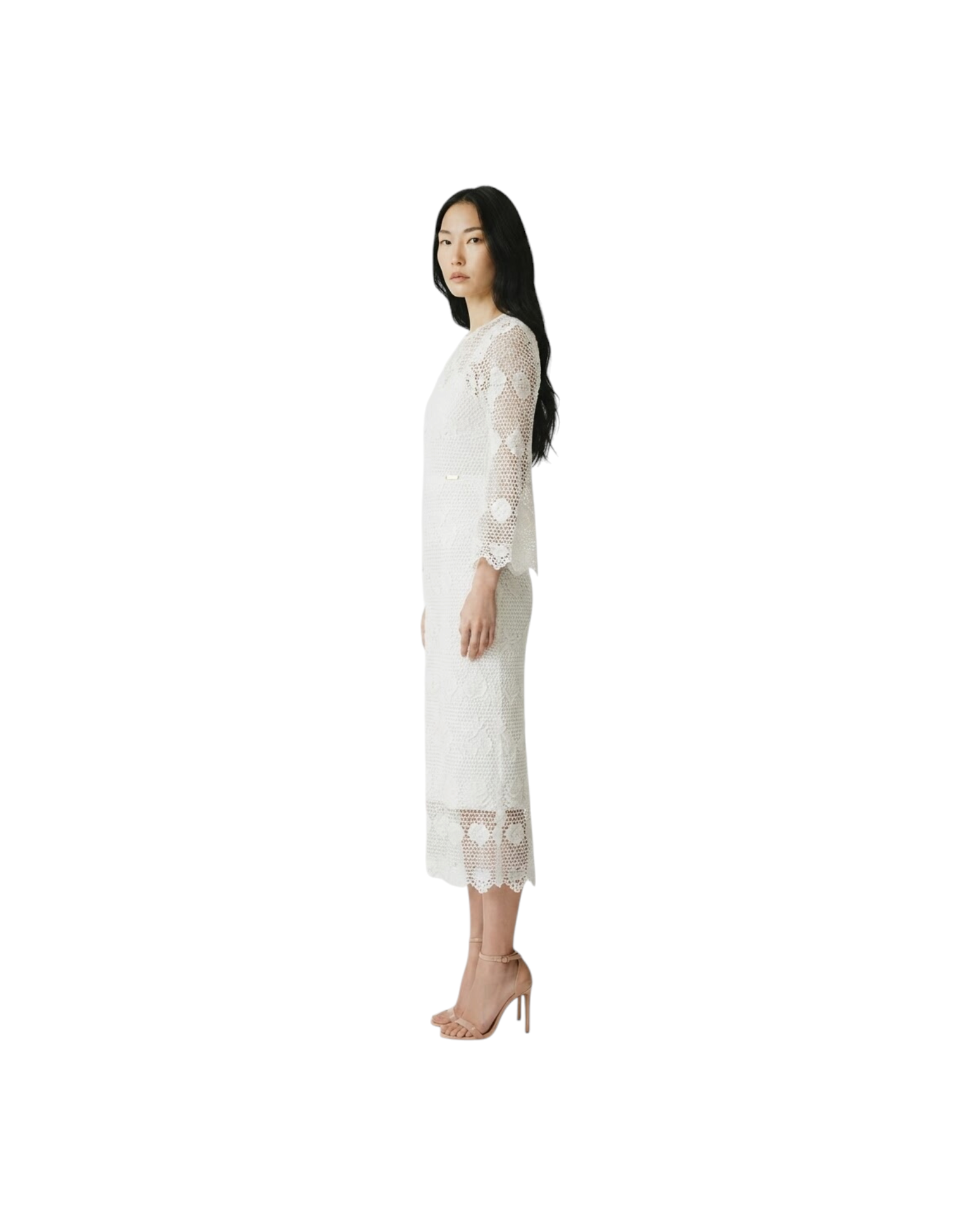 MELISSA ODABASH WOMEN'S LONG DRESS-WHITE MODEL