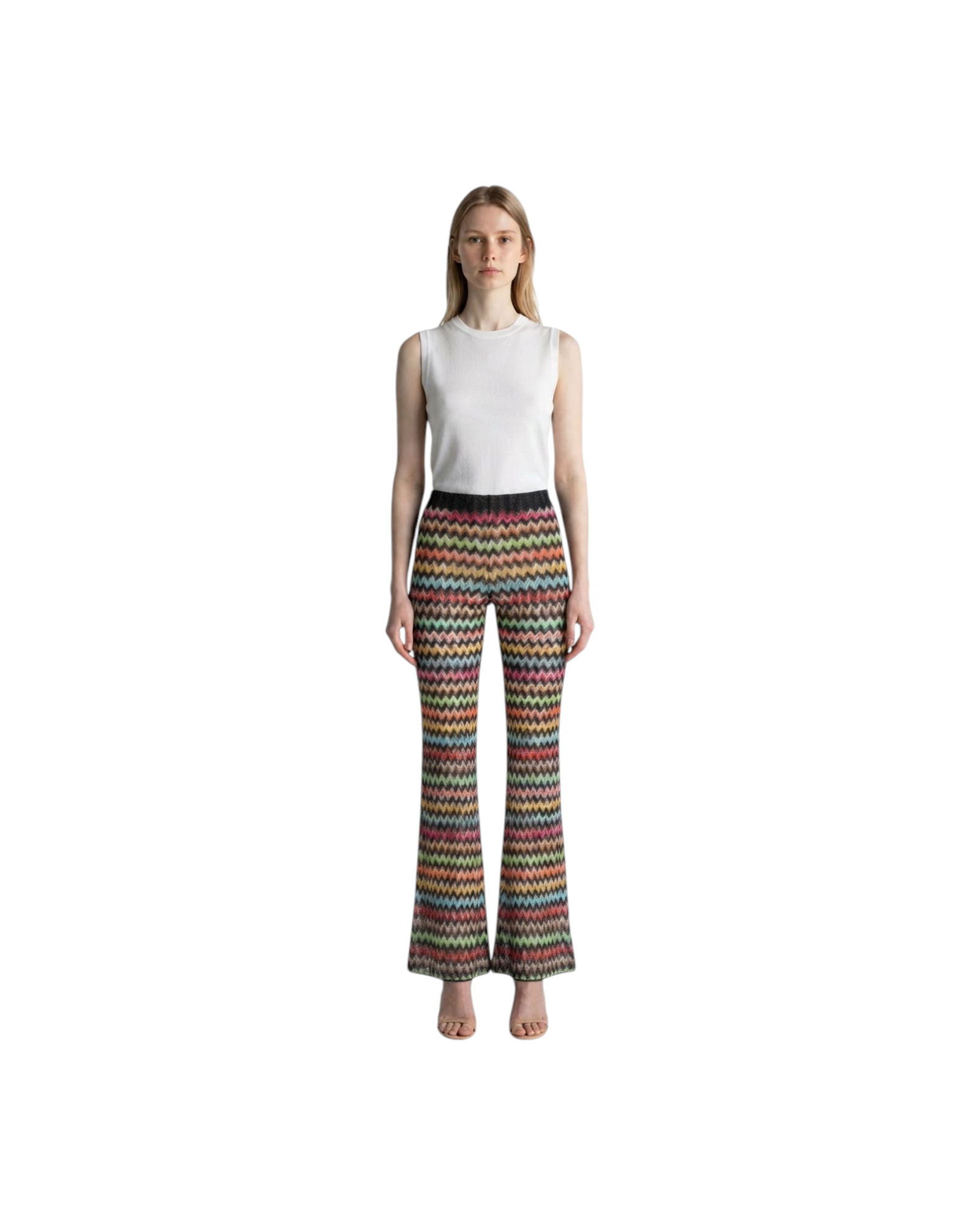 MISSONI TROUSERS-MULTICOLOR MICRO CHEVRON RASCHEL w/ LUREX MODEL