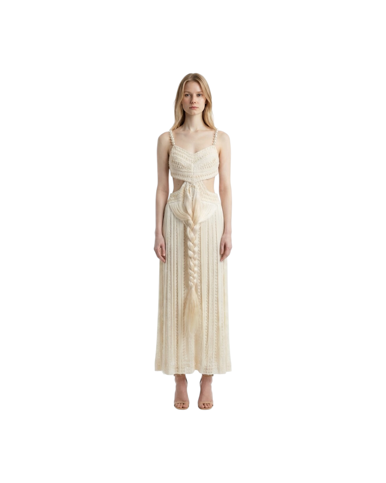 PATBO FRINGE BEACH DRESS WITH BEADED STRAPS MODEL