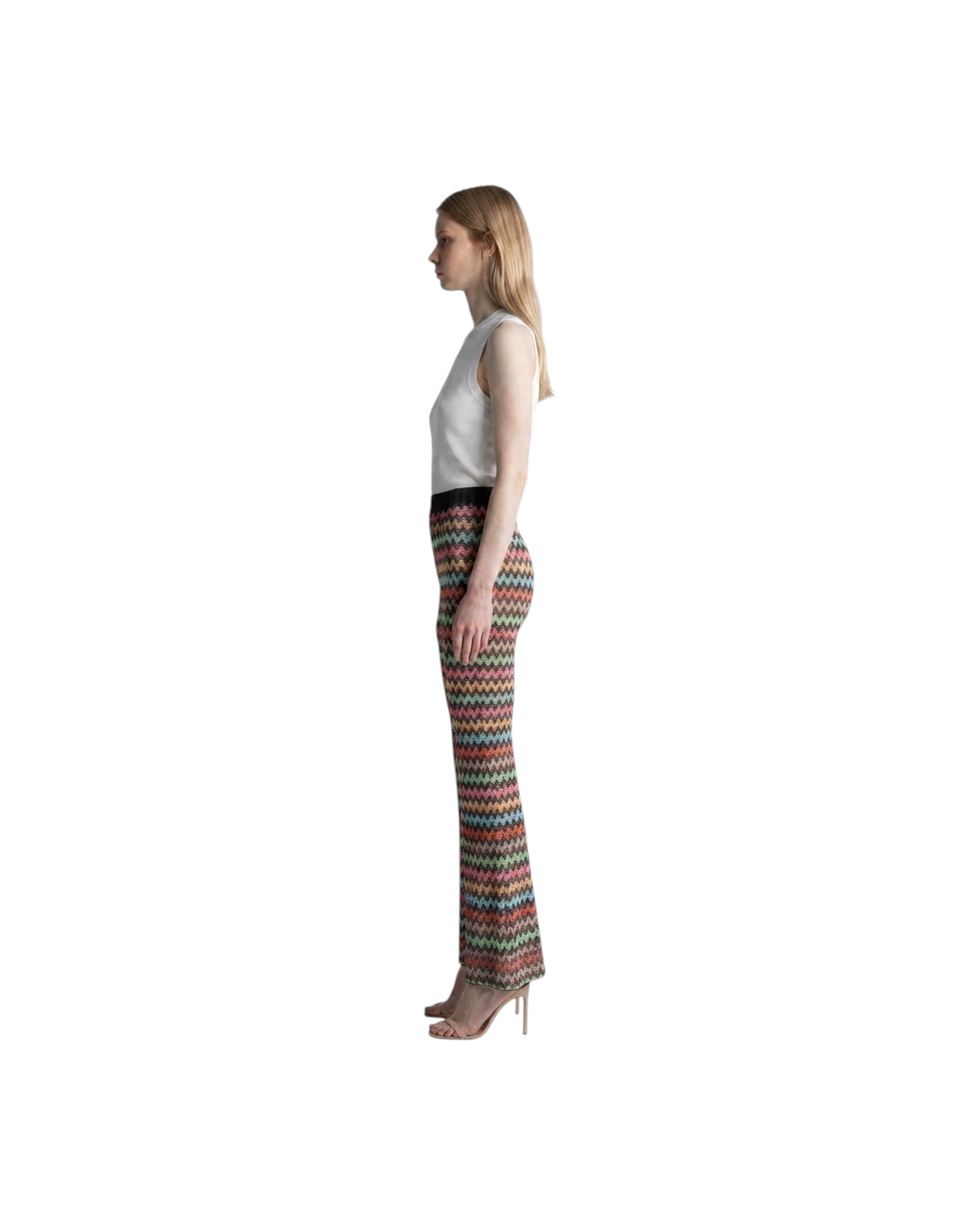 MISSONI TROUSERS-MULTICOLOR MICRO CHEVRON RASCHEL w/ LUREX MODEL