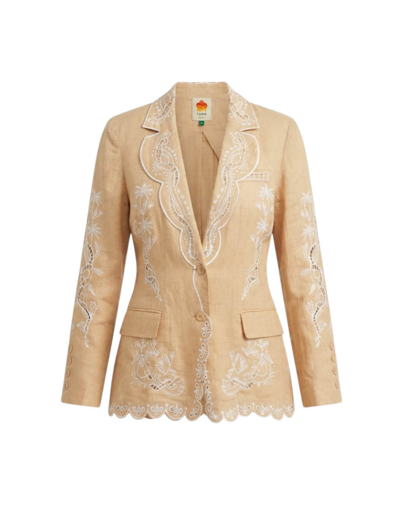 FARM RIO KHAKI EMBROIDERED BLAZER