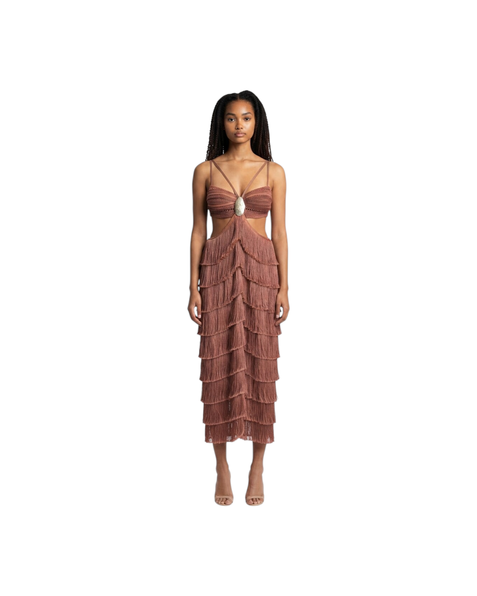 PATBO Amethyst fringe midi dress MODEL