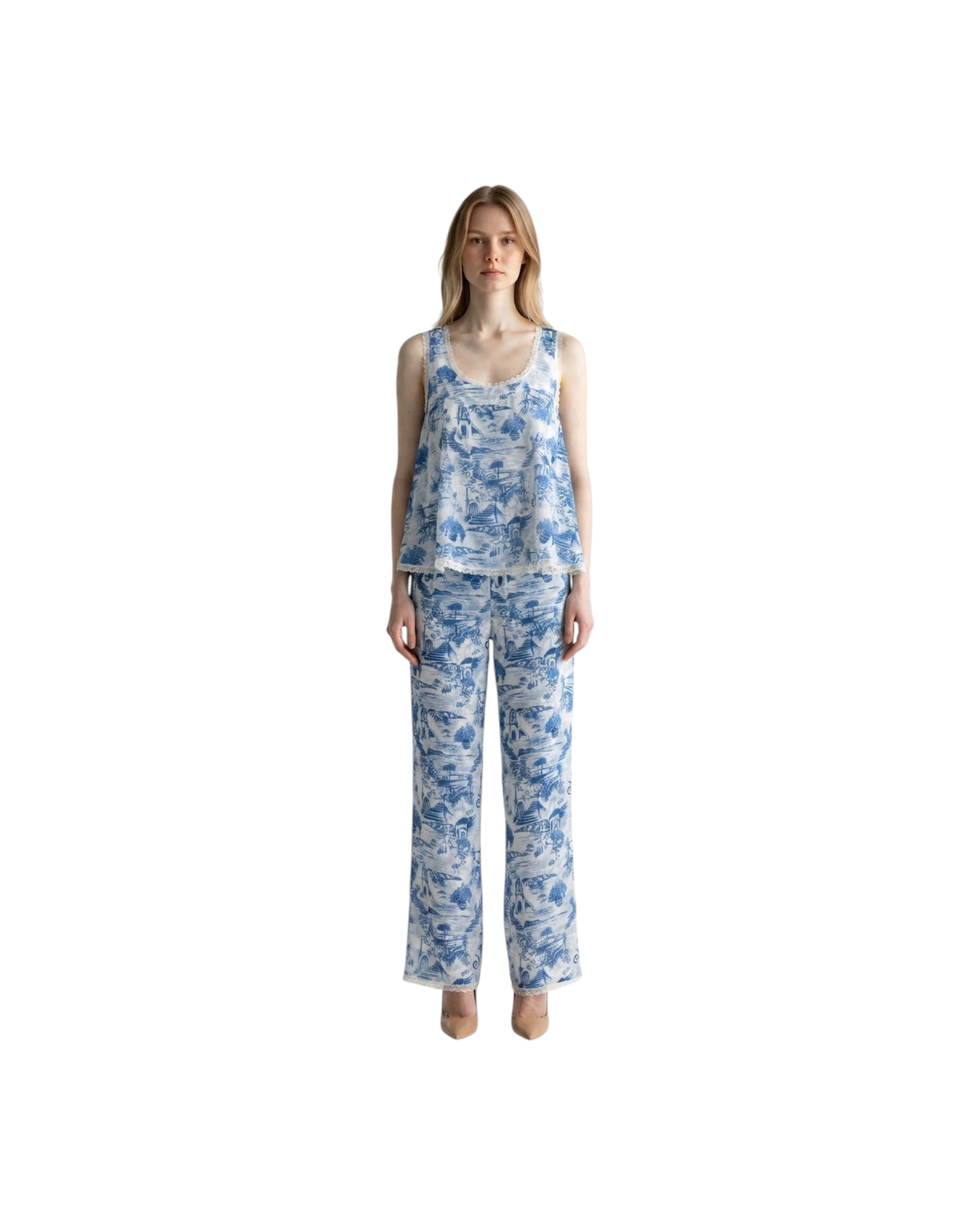 GIGI AIGINA SANTO BLU styled outfit; complementary pieces sold separately
