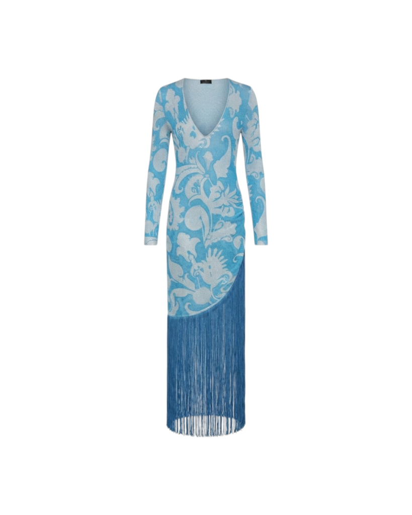 ETRO LONG SLEEVE FRINGE DRESS