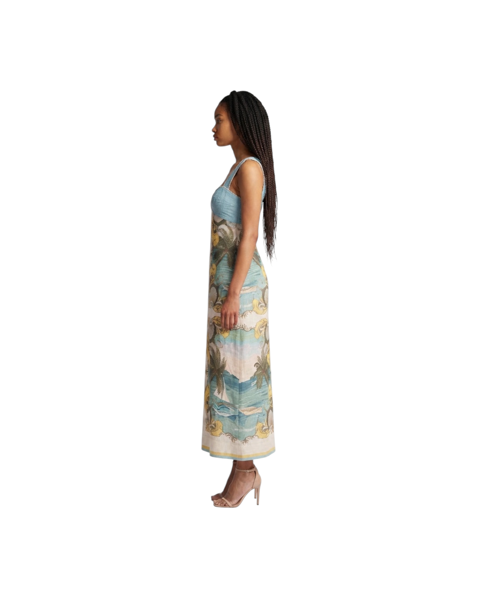 FARM RIO ROYAL SEA MULTICOLOR SLEVELESS MAXI DRESS-ROYAL SEA MULTICOLOR MODEL