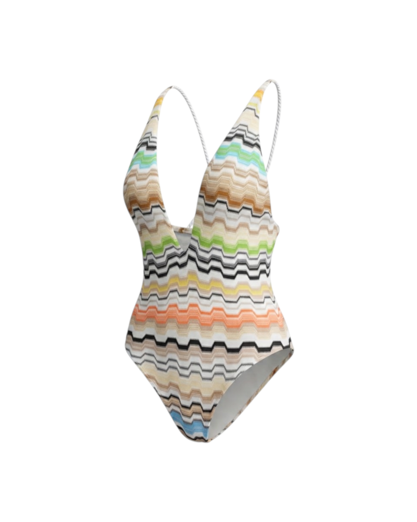MISSONI ONE PIECE-VISCOSE BLEND MULTICOLOR CHEVRON RASCHEL