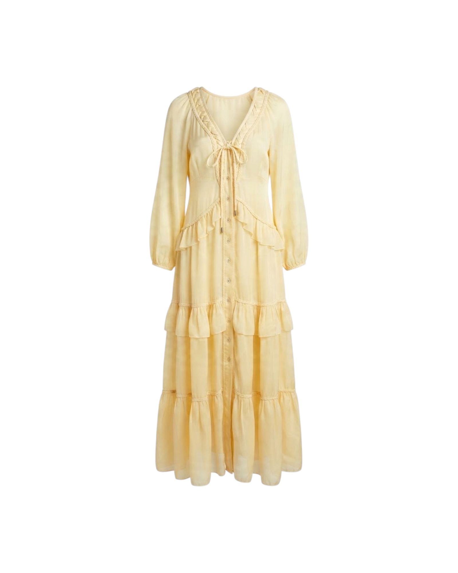 FARM RIO BUTTER YELLOW MAXI BRAIDED DRESS-YELLOW CATALOGUE