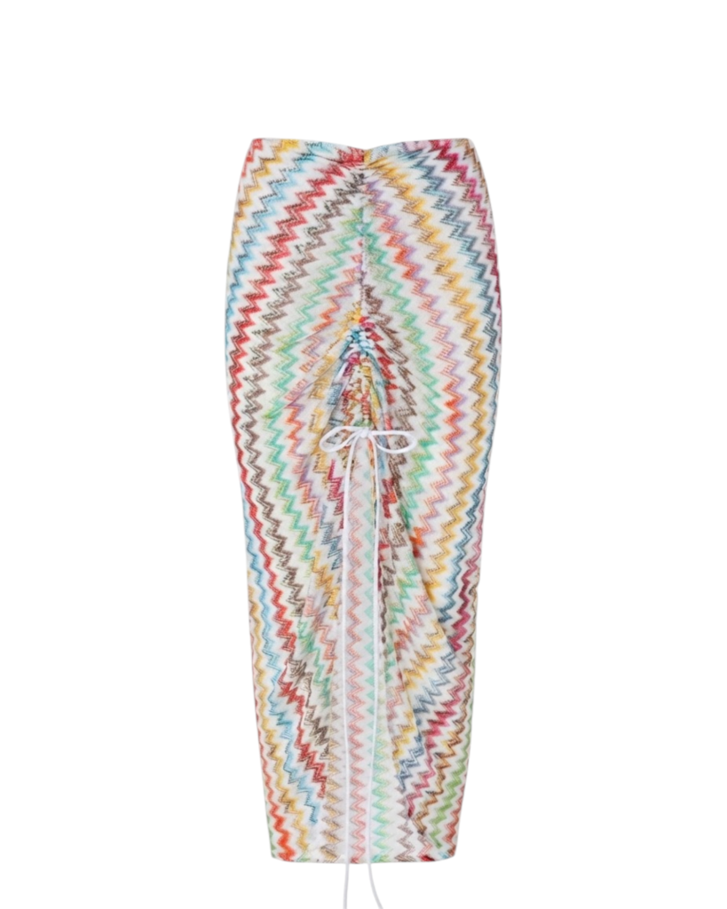 MISSONI LONG SKIRT-MULTICOLOR MICRO CHEVRON RASCHEL w/ LUREX