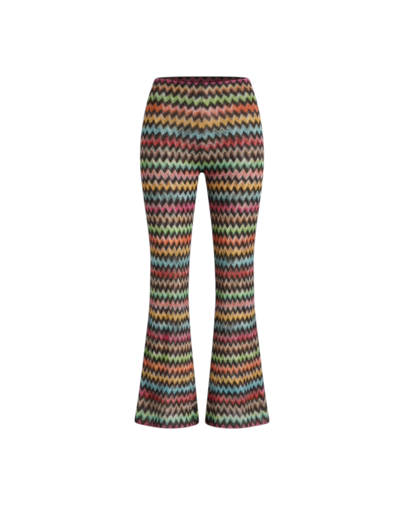 MISSONI TROUSERS-MULTICOLOR MICRO CHEVRON RASCHEL w/ LUREX