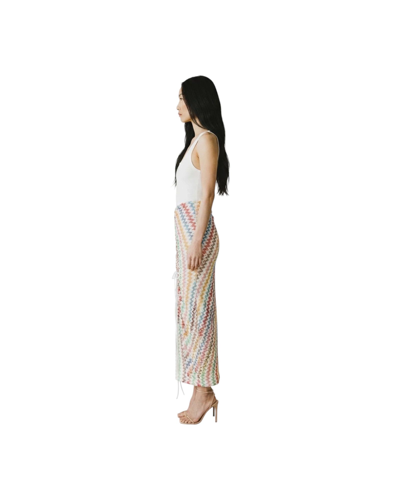 MISSONI LONG SKIRT-MULTICOLOR MICRO CHEVRON RASCHEL w/ LUREX MODEL