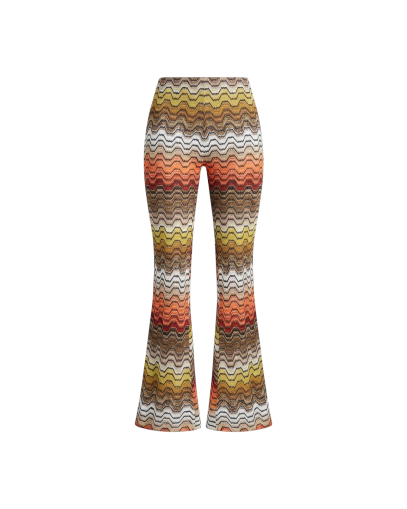 MISSONI TROUSERS-VISCOSE-LUREX BLEND MULTICOLOR CHEVRON RASCHEL