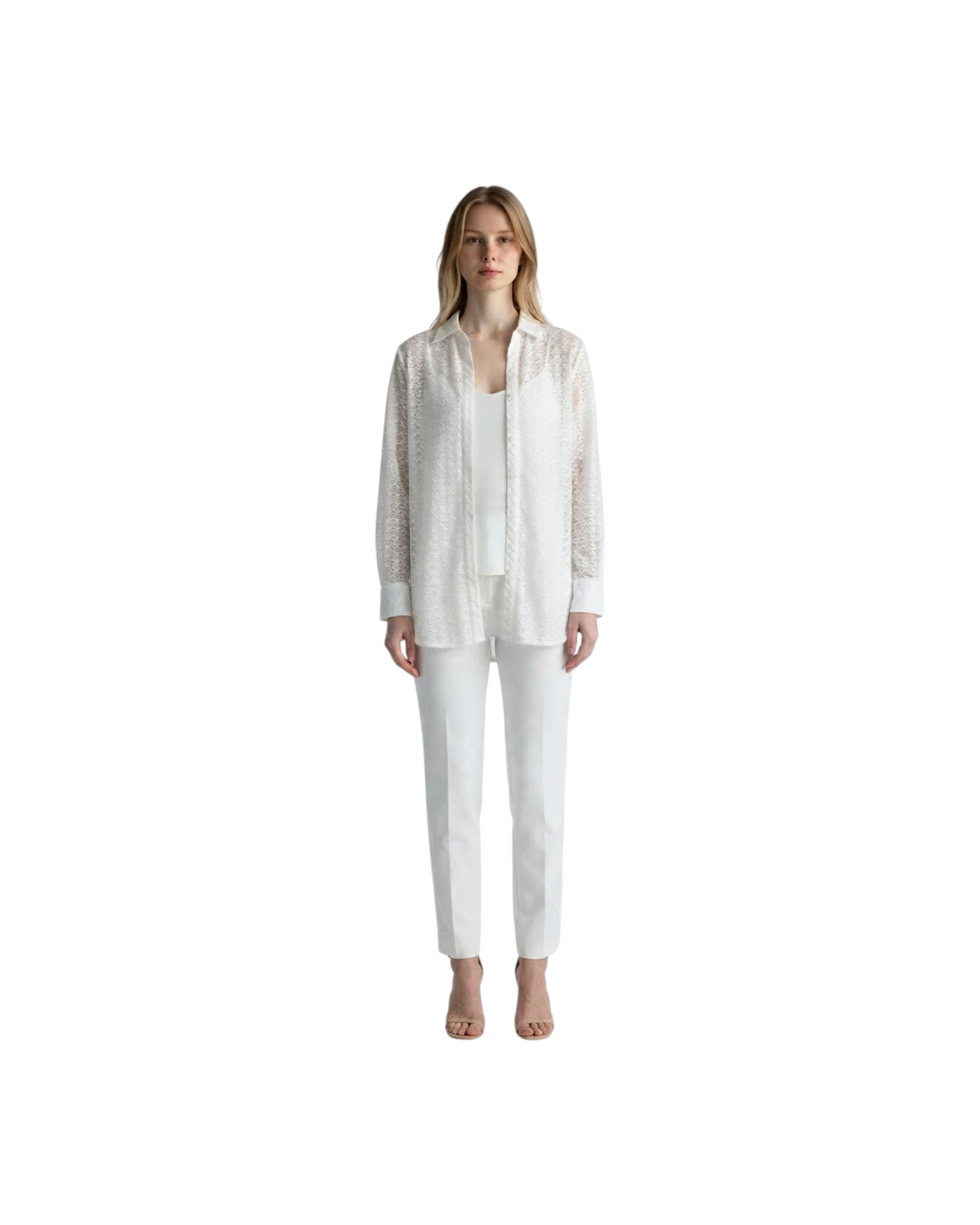 MELISSA ODABASH DARIA CR-WOMEN'S SHIRT-WHITE MODEL