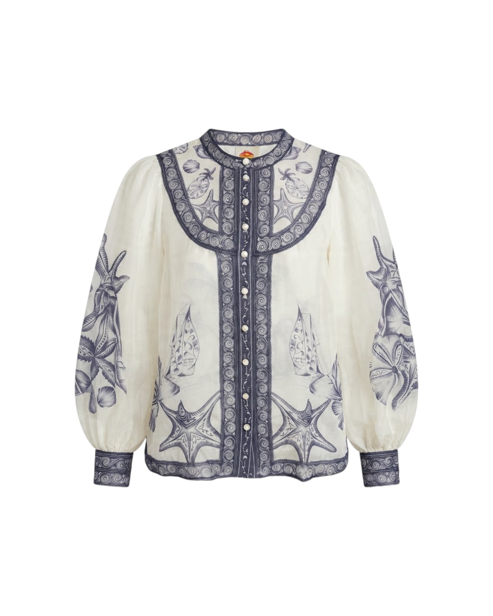 FARM RIO COAST SCARF OFF-WHITE LONG SLEEVE BLOUSE-COAST SCARF OFF-WHITE CATALOGUE