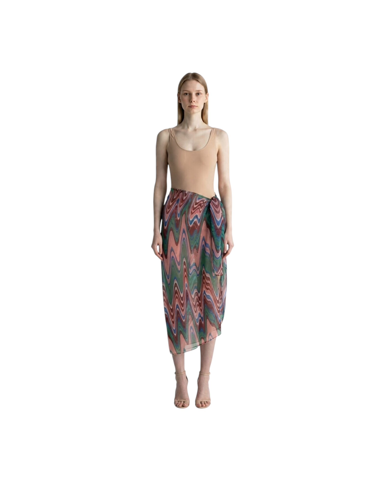 PATBO WAVE PRINTED TULLE SARONG MODEL
