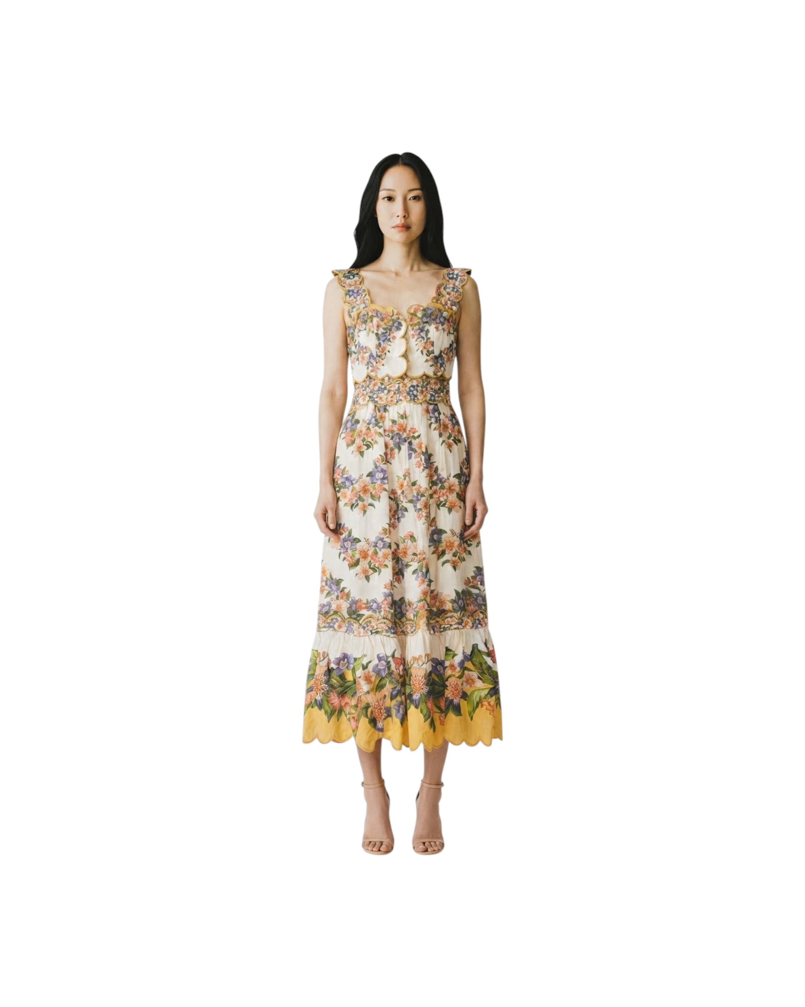 FARM RIO HILO STRIPES SAND MIDI DRESS-HILO STRIPES SAND MODEL