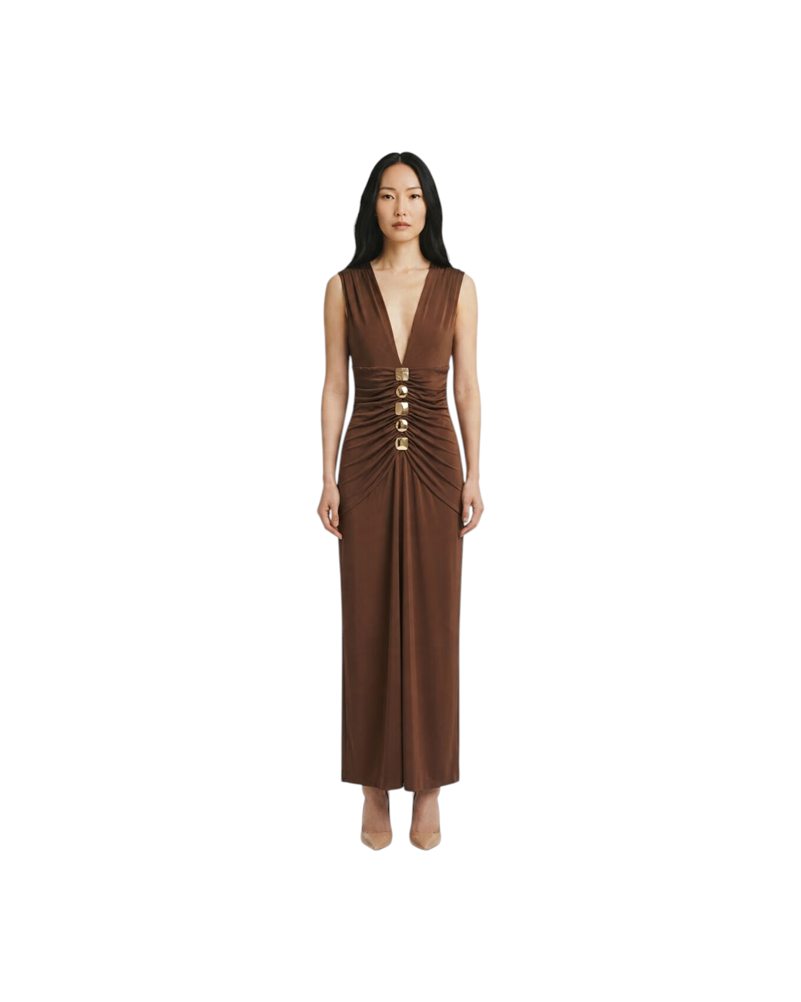 PATBO Moonlit Jersey Plunge Gown MODEL