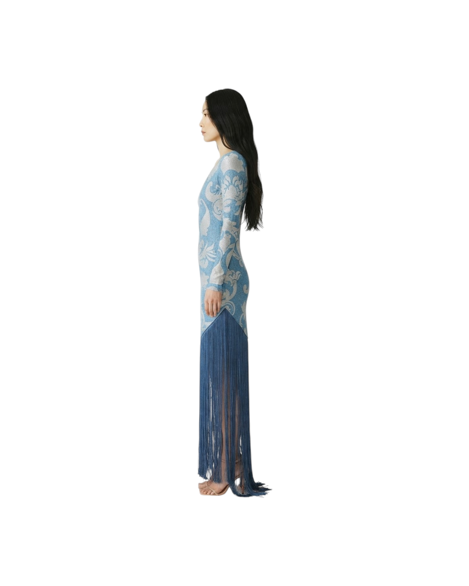 ETRO LONG SLEEVE FRINGE DRESS MODEL