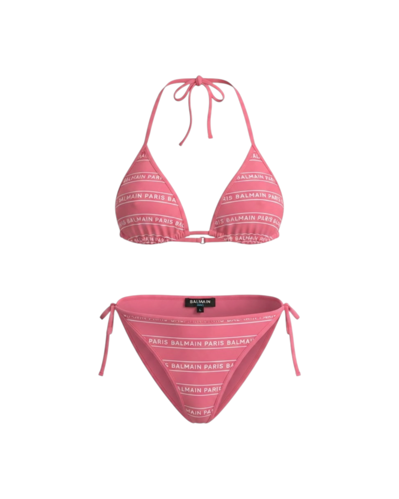 BALMAIN NEW ICONIC STRIPES PRINTED/TRIANGLE BIKINI