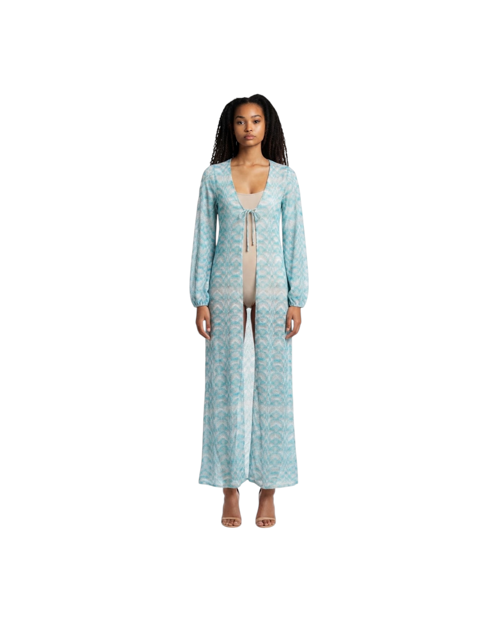 MISSONI LONG COVER UP-MULTICOLOR STEREO PATTERN RASCHEL w/ LUREX MODEL