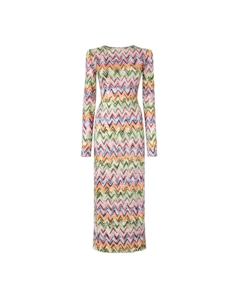 MISSONI LONG COVER UP-MULTICOLOR LACE-LOOK CHEVRON JERSEY