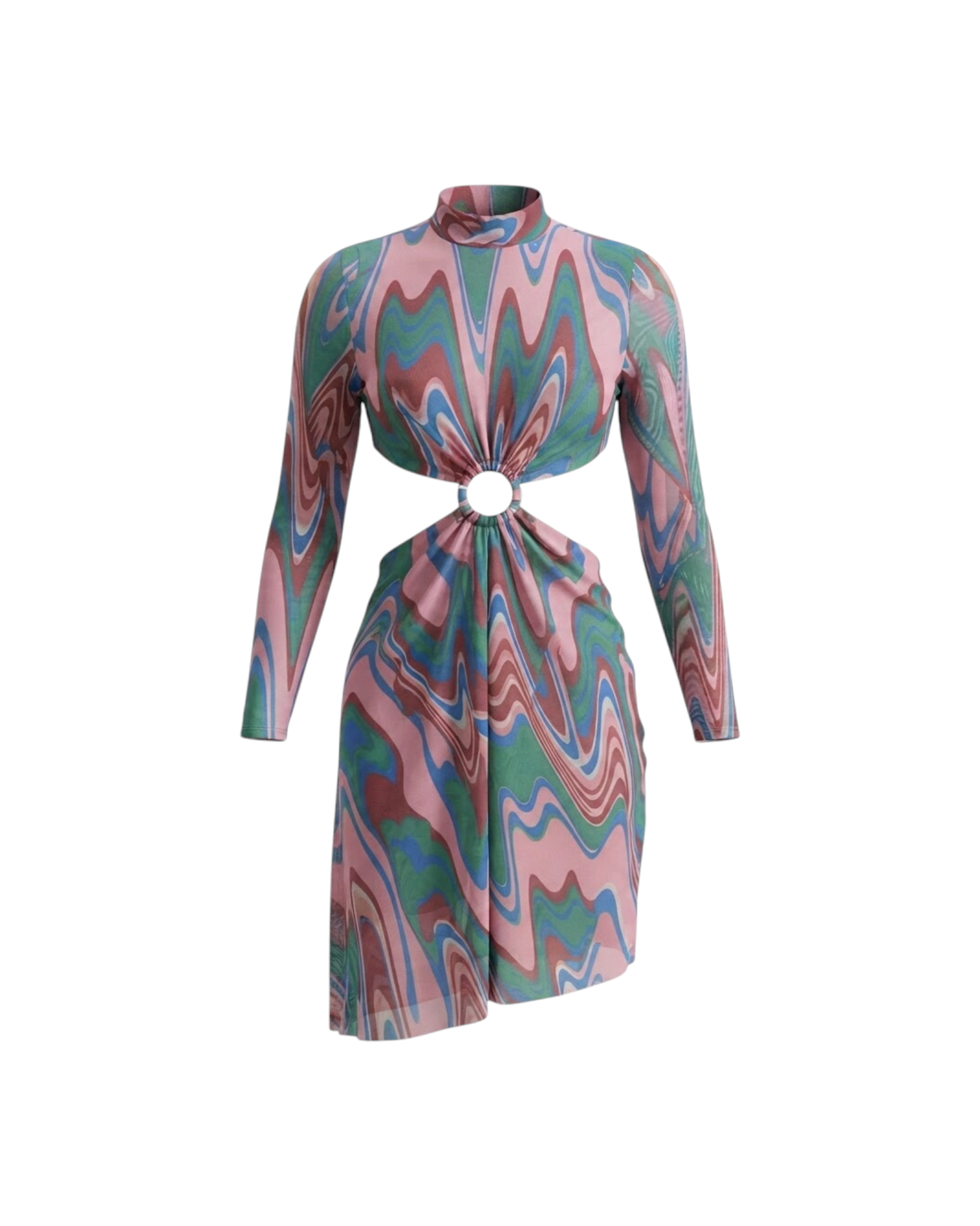 PATBO WAVE PRINTED TULLE CUT-OUT MAXI DRESS CATALOGUE