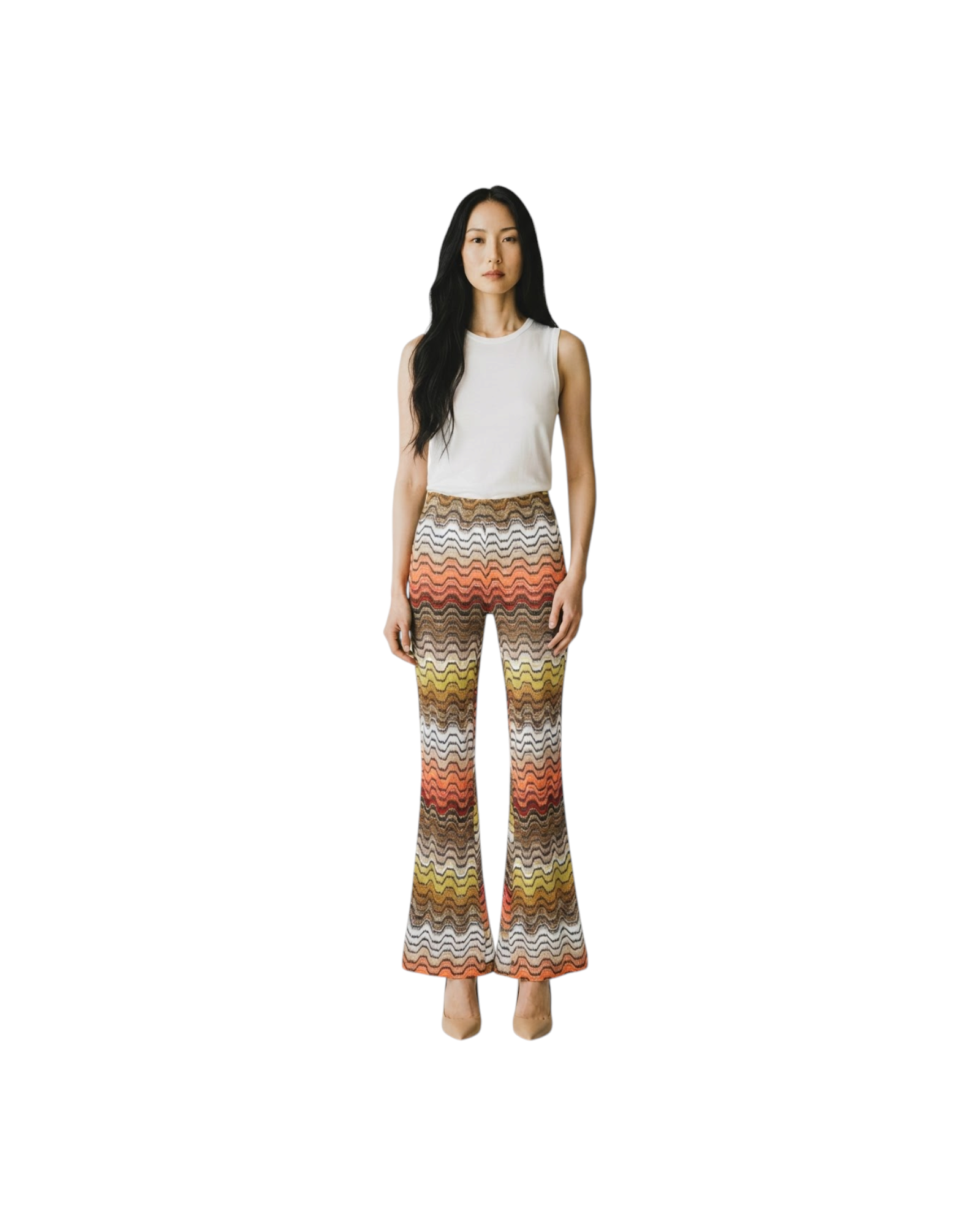 MISSONI TROUSERS-VISCOSE-LUREX BLEND MULTICOLOR CHEVRON RASCHEL MODEL
