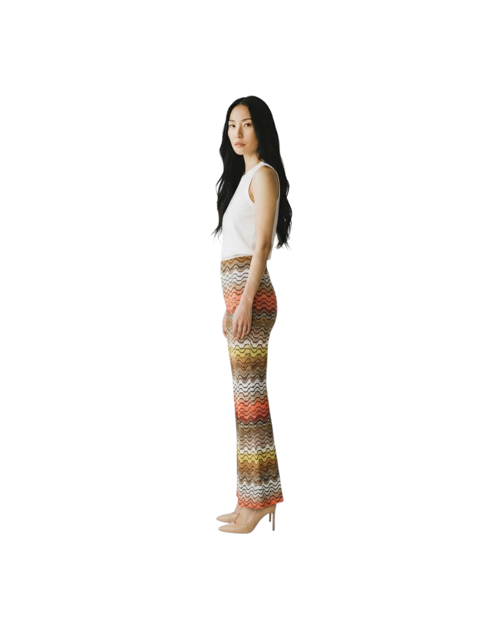 MISSONI TROUSERS-VISCOSE-LUREX BLEND MULTICOLOR CHEVRON RASCHEL MODEL