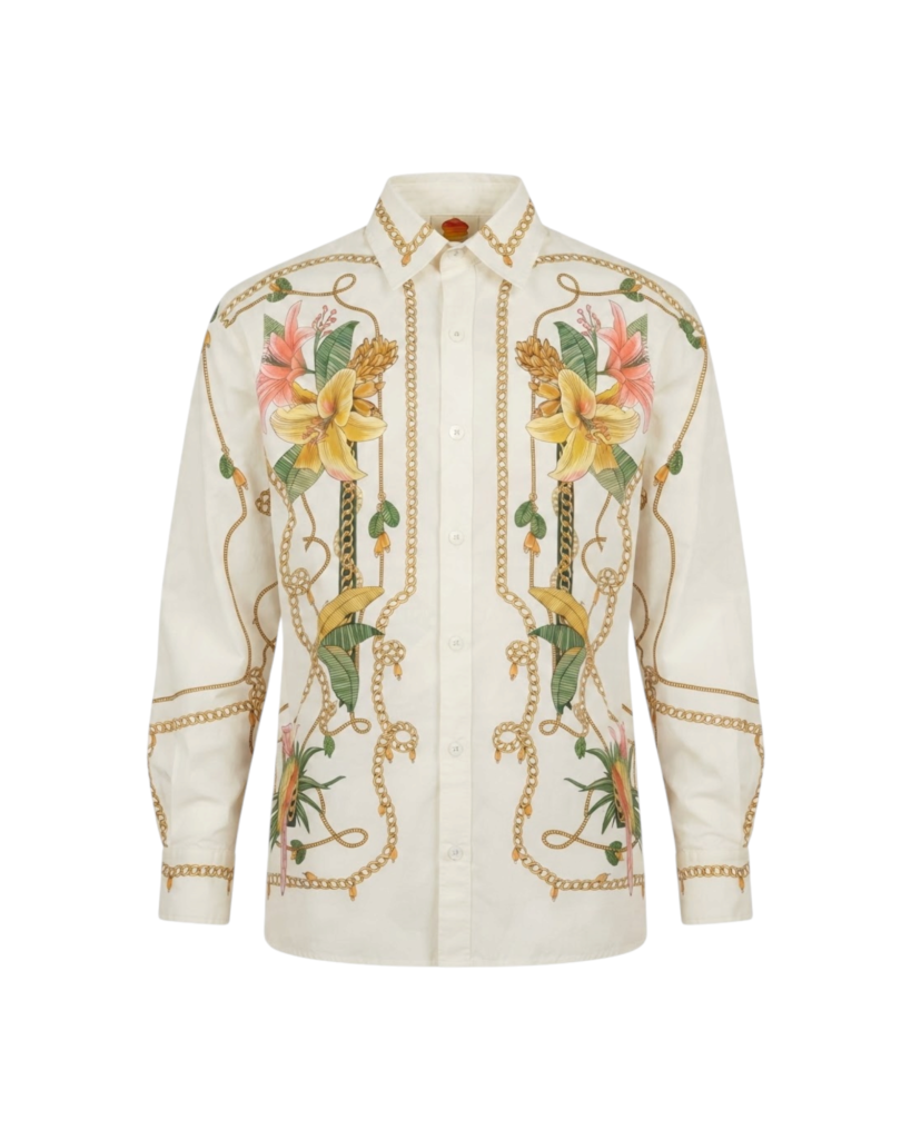 FARM RIO TROPICAL ROYALTY OFF-WHITE SHIRT LONG SLEEVE-TROPICAL ROYALTY OFF-WHITE