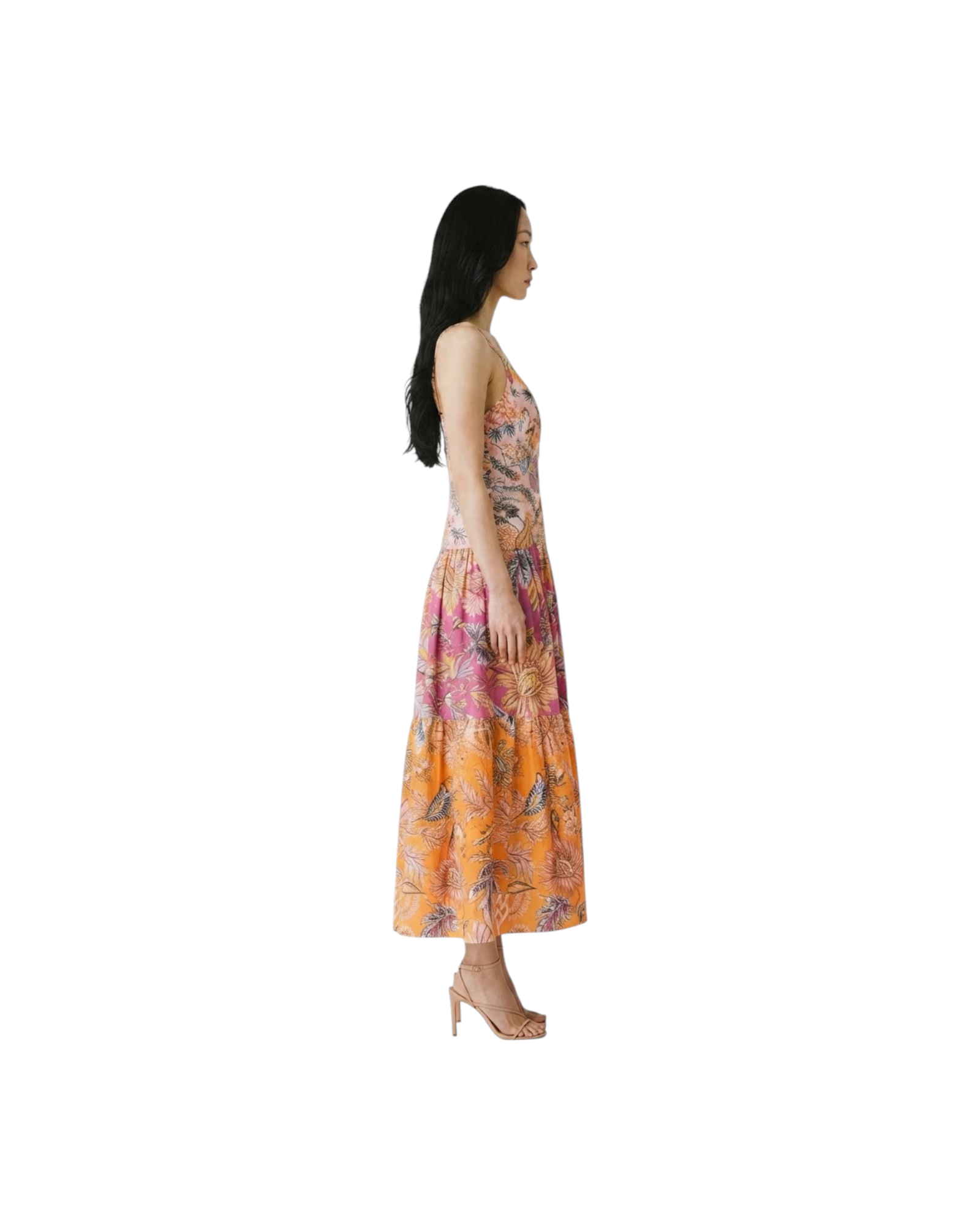 FARM RIO LIGIA FLORAL MIX MAXI DRESS MODEL