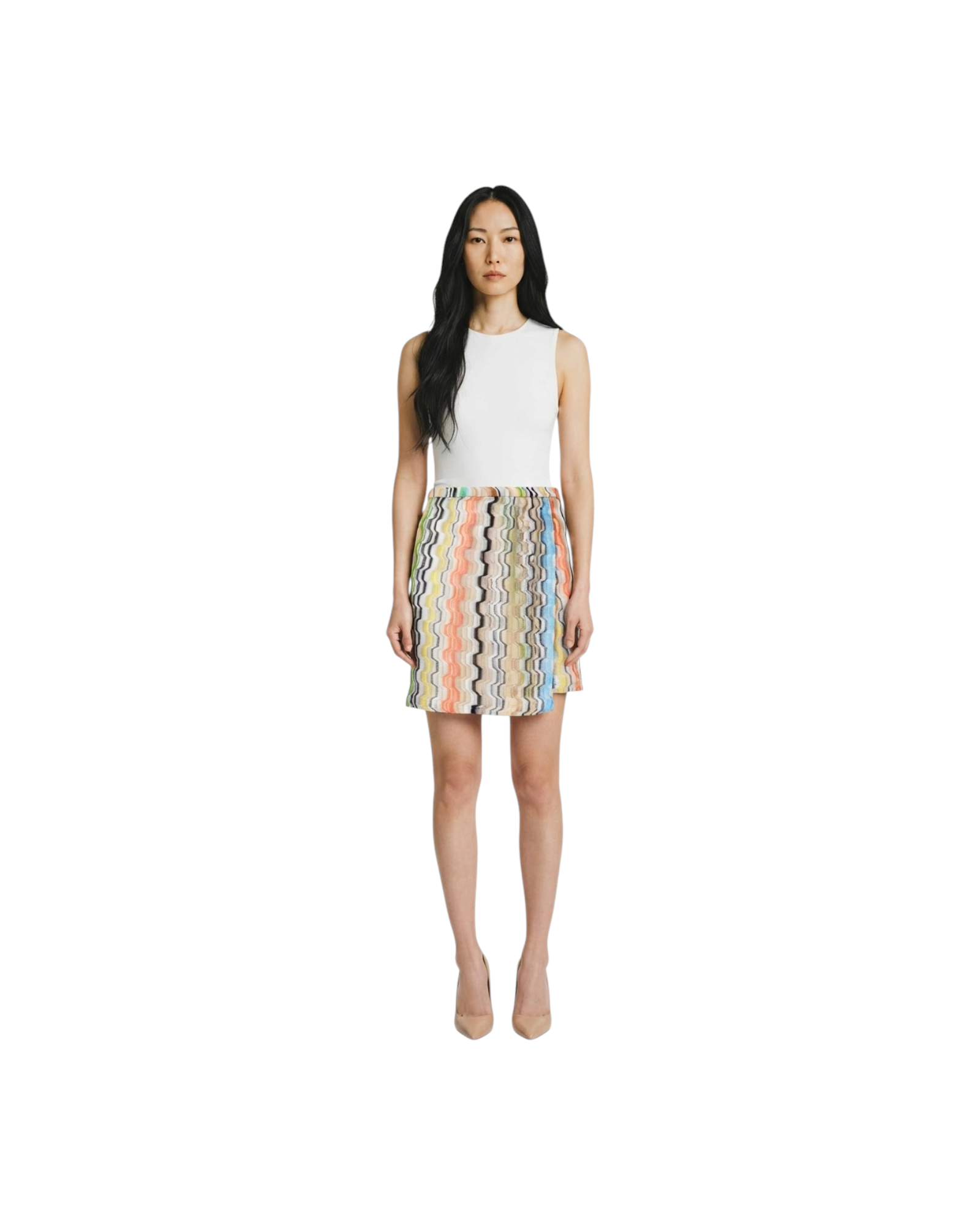 MISSONI MINISKIRT-VISCOSE BLEND MULTICOLOR CHEVRON RASCHEL MODEL