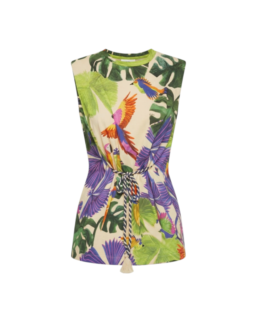 FARM RIO MACAN JUNGLE SAND MIDI SHIRT