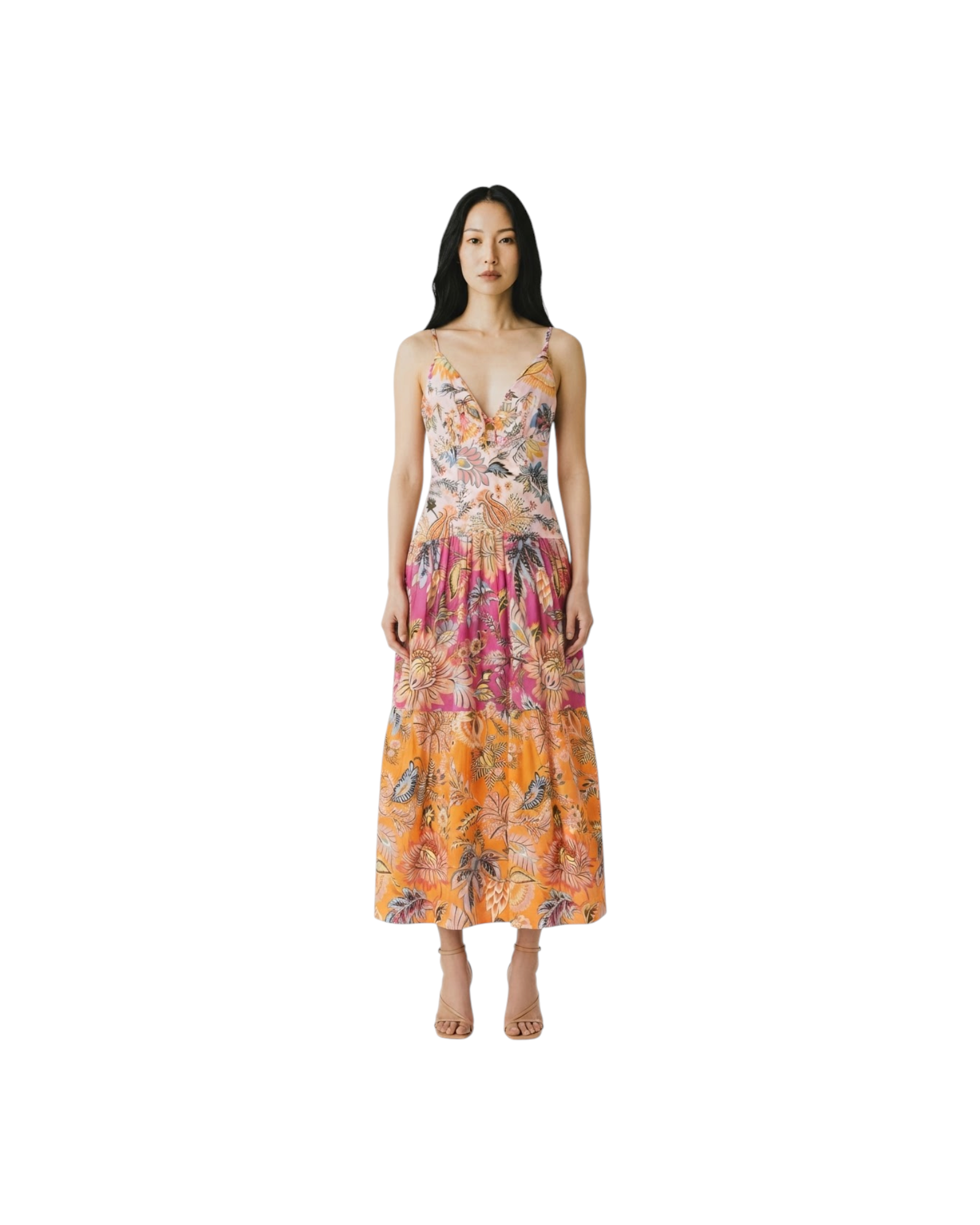 FARM RIO LIGIA FLORAL MIX MAXI DRESS MODEL