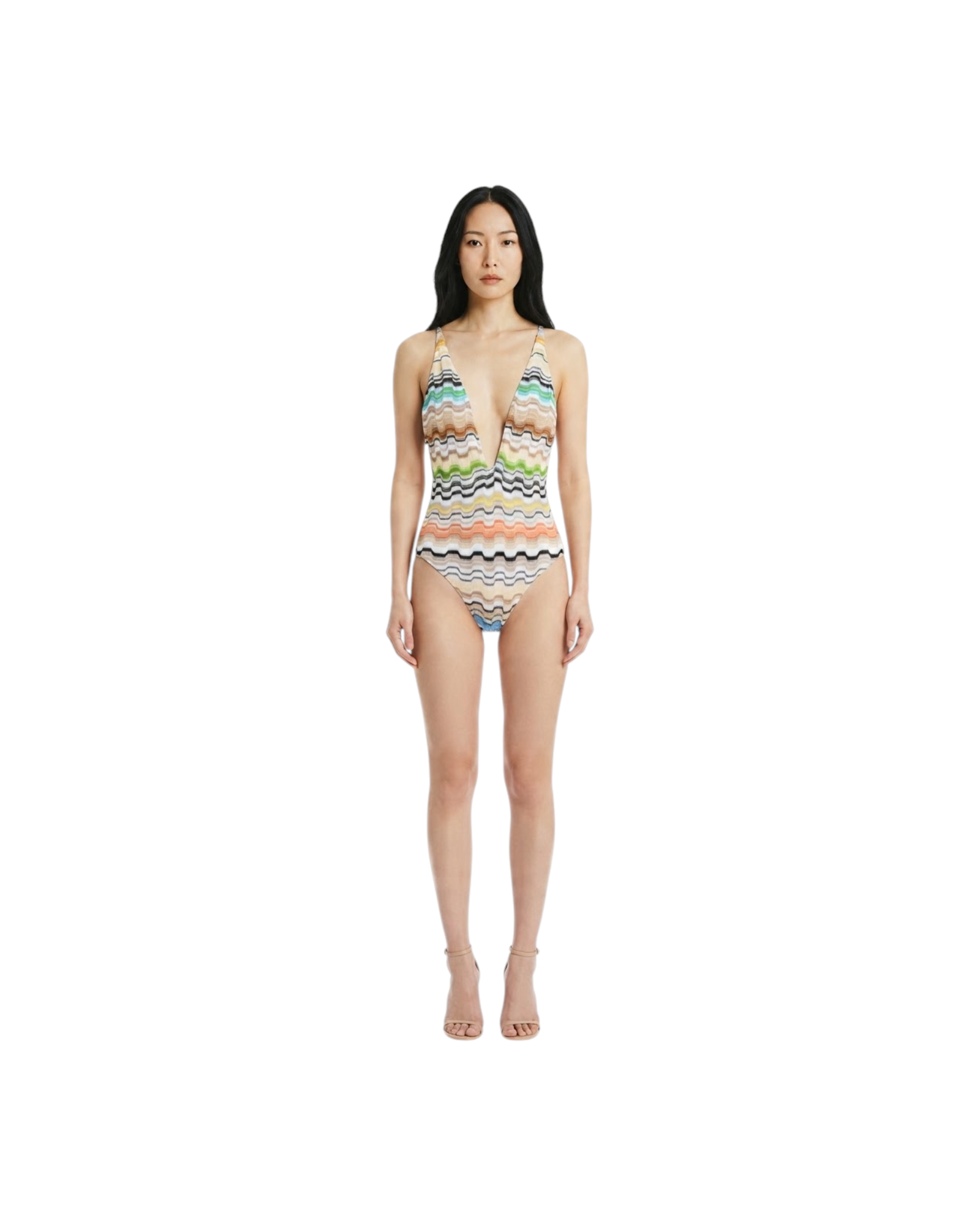 MISSONI ONE PIECE-VISCOSE BLEND MULTICOLOR CHEVRON RASCHEL MODEL