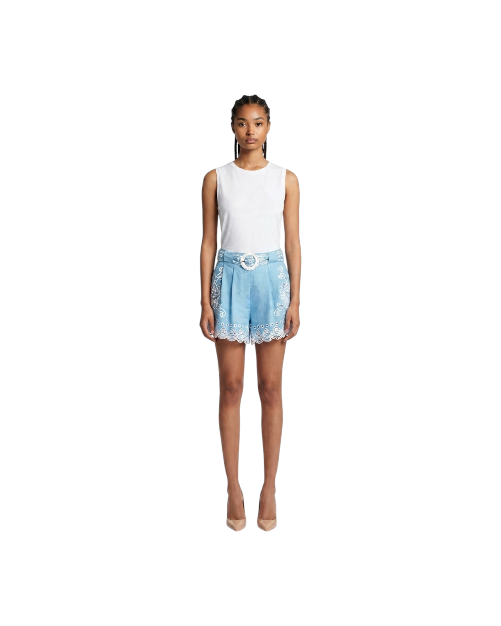 FARM RIO ROMANTIC RICHELIEU SHORTS-BLUE MODEL