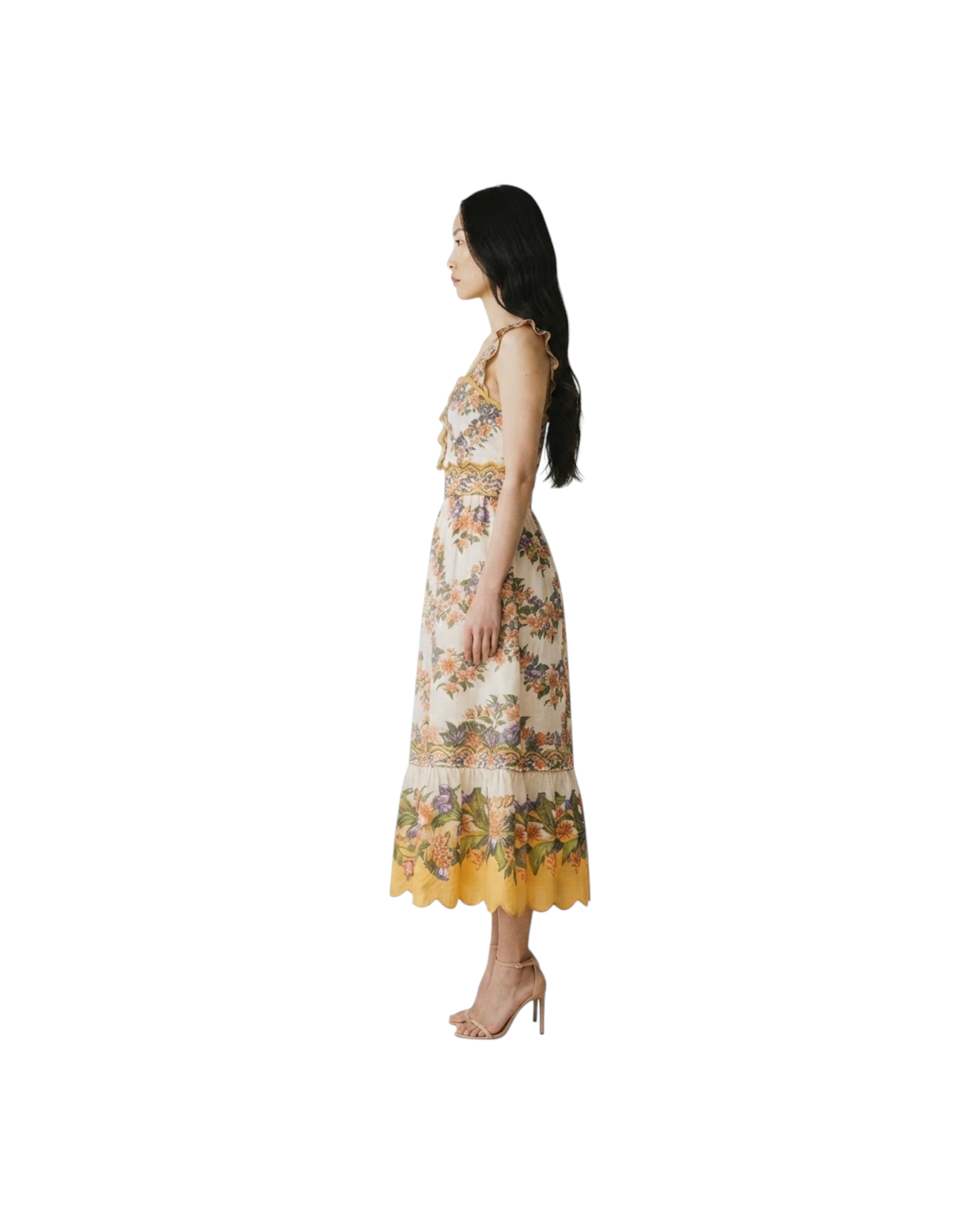 FARM RIO HILO STRIPES SAND MIDI DRESS-HILO STRIPES SAND MODEL