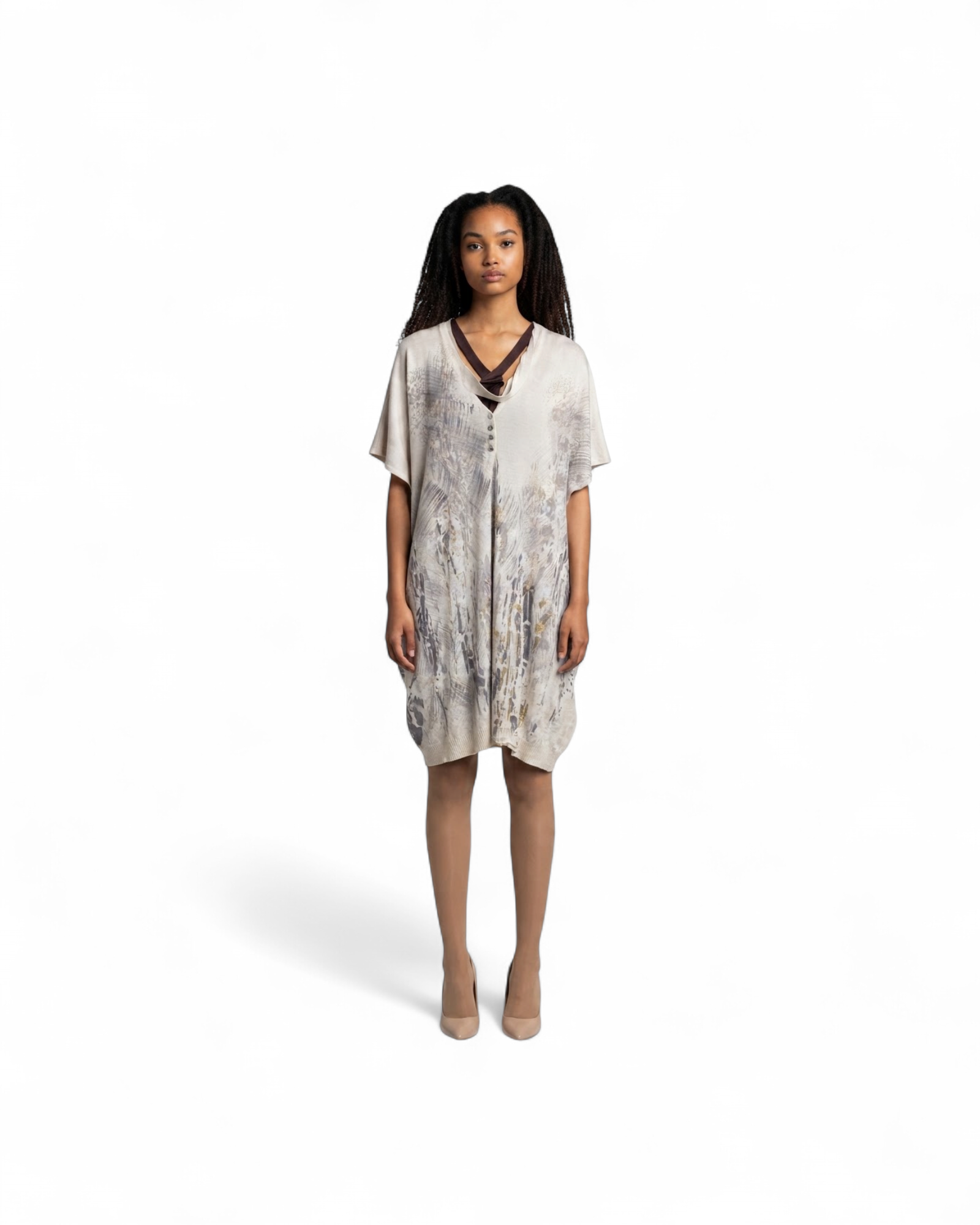 MASNADA GOLD TRELLIS DRESS MODEL