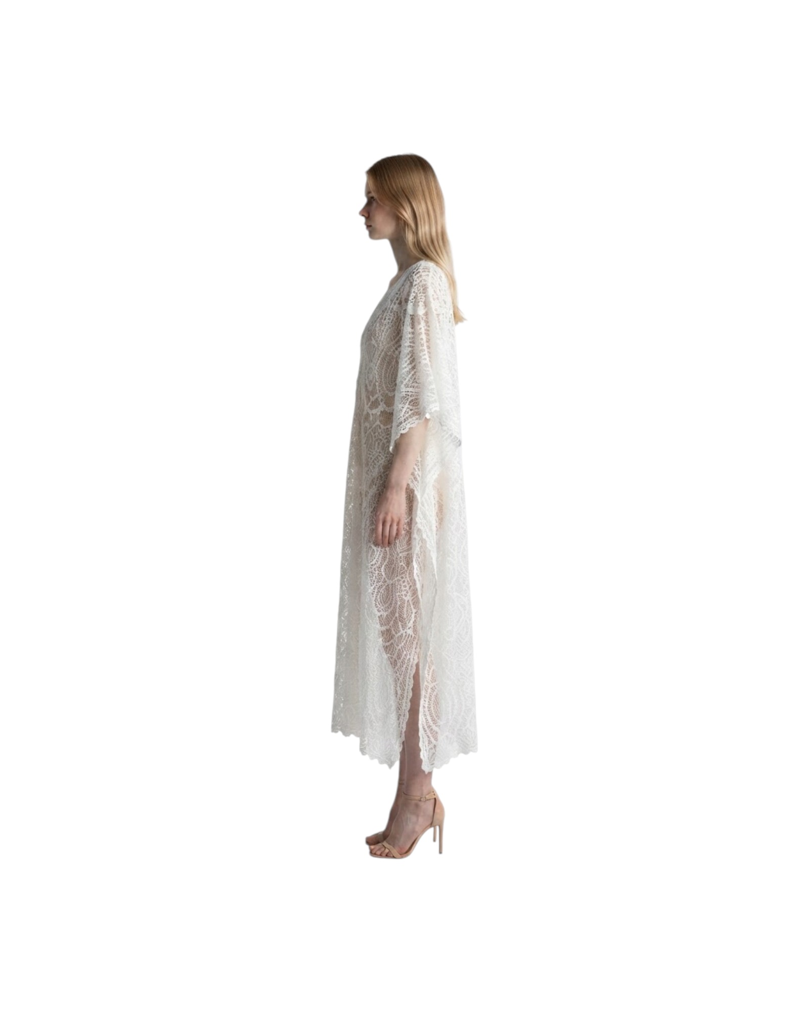 MELISSA ODABASH YASIN SS-WOMEN'S LONG KAFTAN-WHITE MODEL